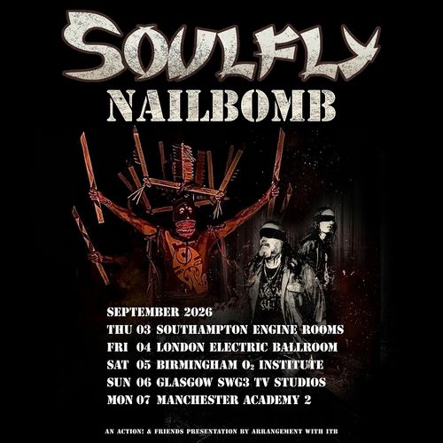 Soulfly Nailbomb Soulfly, Nailbomb, Soulfly september 2026 tour poster