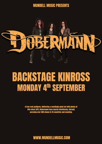 DOBERMANN at Backstage on 4 September 2026 gig poster