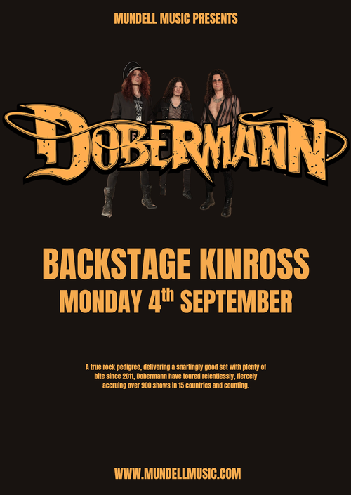 DOBERMANN at Backstage on 4 September 2026 gig poster