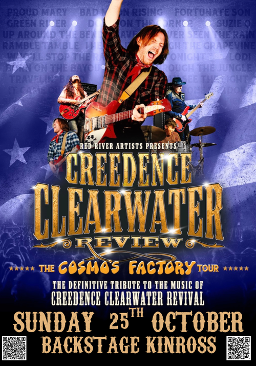 CREEDENCE CLEARWATER REVIEW - THE COSMO'S FACTORY TOUR Creedence Clearwater Review at Backstage on 25 October 2026 gig poster
