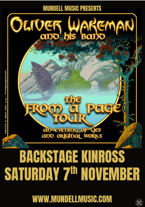 OLIVER WAKEMAN and his band - The From a Page Tour Oliver Wakeman at Backstage on 7 November 2026 gig poster