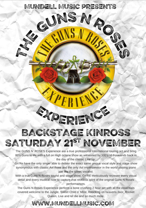 THE GUNS N ROSES EXPERIENCE at Backstage on 21 November 2026 gig poster