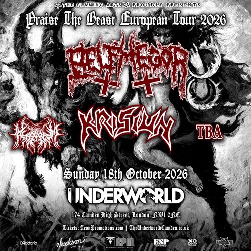 Praise The Beast European Tour 2026 TBA, Krisiun, Selfless at Underworld on 18 October 2026 gig poster
