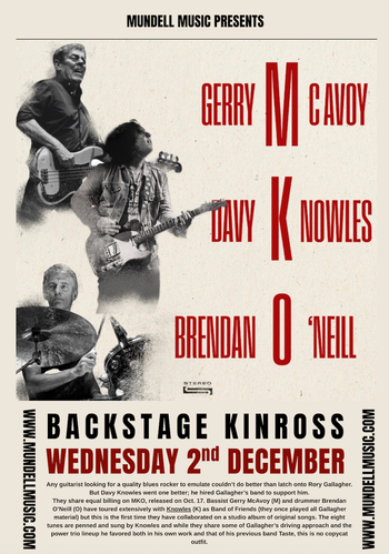 GERRY McAVOY, Davy Knowles, Brendan O'Neill Davy Knowles, Brendan O'Neill, GERRY McAVOY at Backstage on 2 December 2026 gig poster