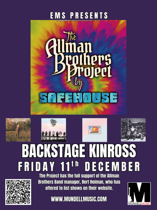 The Allman Brothers Project by SAFEHOUSE The Allman Brothers Project at Backstage on 11 December 2026 gig poster