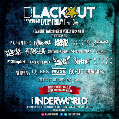 BLACKOUT Various Artists at The Underworld on 12 June 2026 gig poster