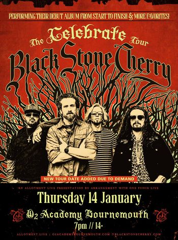 The Telebration Tour - Black Stone Cherry Black Stone Cherry at O2 Academy Bournemouth on 14 January 2027 gig poster