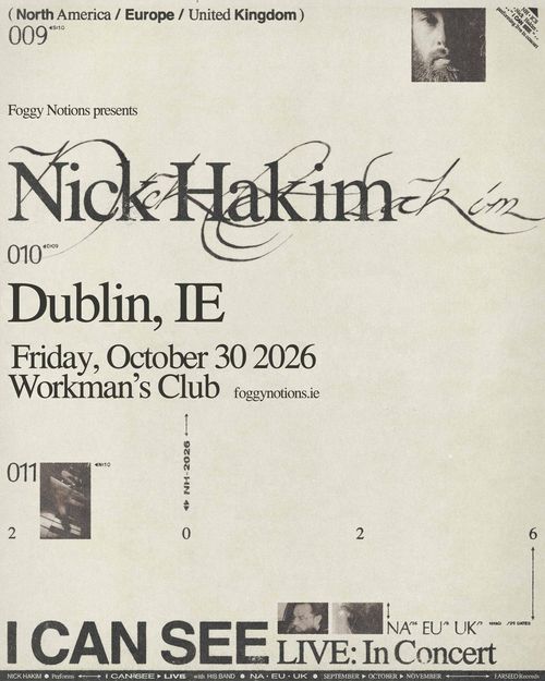 Nick Hakim at Workman's Club on 30 October 2026 gig poster