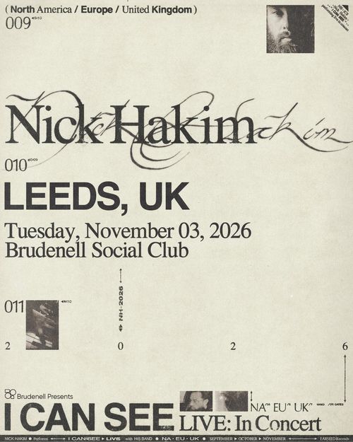 Nick Hakim - I Can See LIVE: In Concert Nick Hakim at Brudenell Social Club on 3 November 2026 gig poster