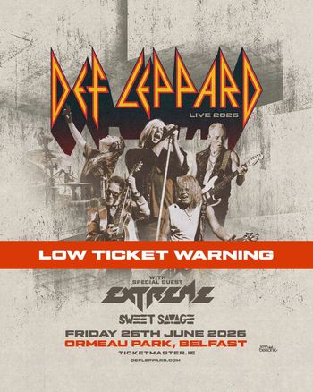 Def Leppard Live 2026 Sweet Savage, Extreme, Def Leppard at Ormeau Park on 26 June 2026 gig poster