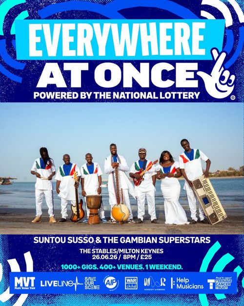 SUNTOU SUSSO & THE GAMBIAN SUPERSTARS at The Stables on 26 June 2026 gig poster
