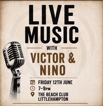 LIVE MUSIC with VICTOR & NINO VICTOR, Nino at THE BEACH CLUB on 12 June 2026 gig poster