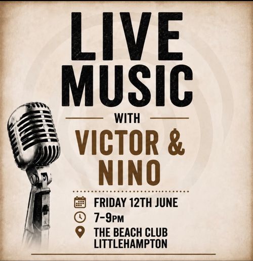 LIVE MUSIC with VICTOR & NINO VICTOR, Nino at THE BEACH CLUB on 12 June 2026 gig poster