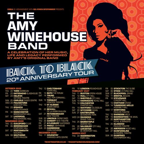 The Amy Winehouse Band - Back to Black 20th Anniversary Tour The Amy Winehouse Band october 2026 to march 2027 tour poster