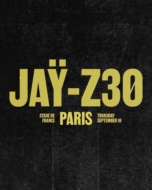 JAY-Z30 at Stade de France on 10 September 2026 gig poster