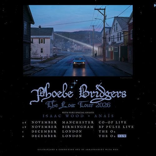 Phoebe Bridgers The Lost Tour 2026 Isaac Wood, Anaïs, Phoebe Bridgers november 2026 to december 2026 tour poster