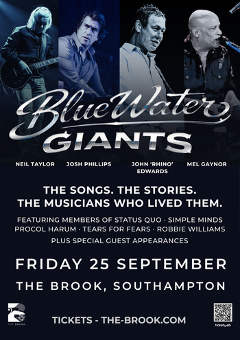 BlueWater Giants John Edwards, Mel Gaynor, Josh Phillips, Neil Taylor at THE BROOK on 25 September 2026 gig poster