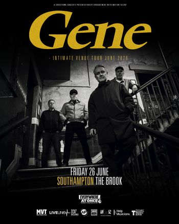 Gene - INTIMATE VENUE TOUR JUNE 2026 Gene at THE BROOK on 26 June 2026 gig poster