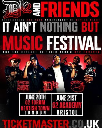 D12 and Friends - It Ain't Nothing But Music Festival D12, Treacherous Naughty By Nature june 2026 tour poster