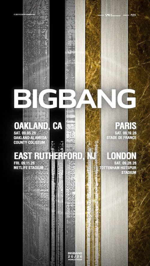 BIGBANG 20/26 WORLD TOUR BIGBANG september 2026 tour poster