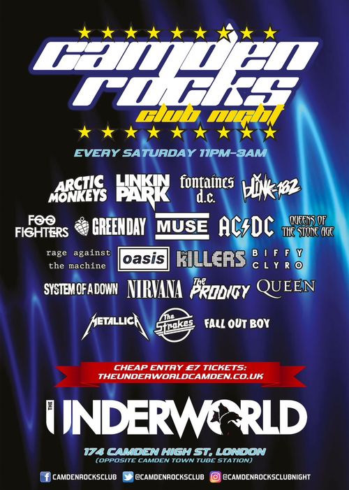 Camden Rocks Club Night Various Artists at The Underworld on 20 June 2026 gig poster