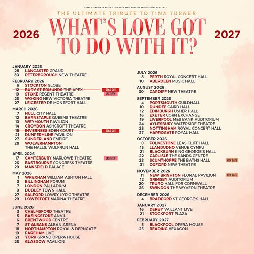 What's Love Got To Do With It? The Ultimate Tribute to Tina Turner What's Love Got To Do With It? january 2026 to february 2027 tour poster