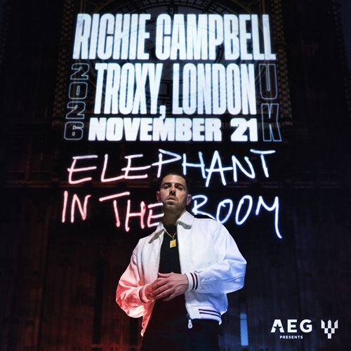 RICHIE CAMPBELL - ELEPHANT IN THE ROOM Richie Campbell at TROXY on 21 November 2026 gig poster