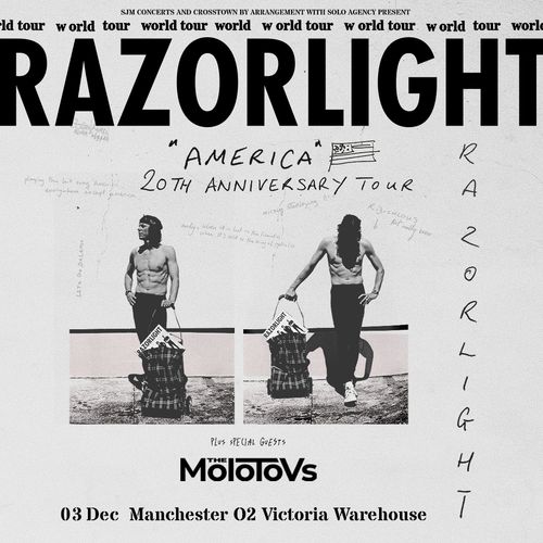 RAZORLIGHT "America" 20th Anniversary Tour Razorlight, The Molotovs at O2 Victoria Warehouse on 3 December 2026 gig poster