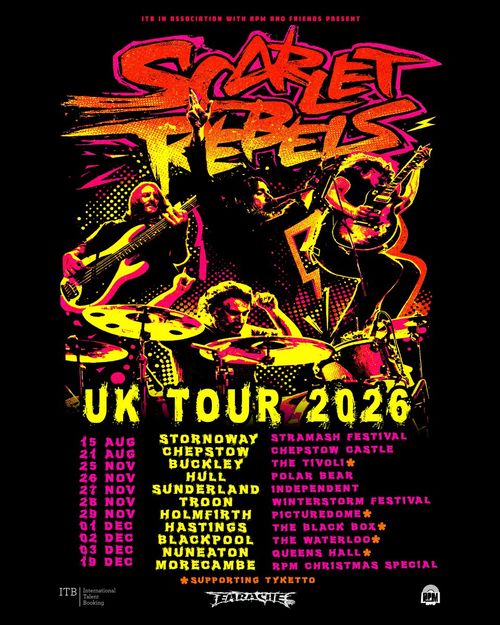 Scarlet Rebels UK Tour 2026 Scarlet Rebels august 2026 to december 2026 tour poster