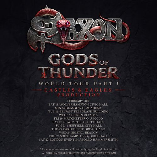 Saxon - Gods of Thunder World Tour Part 1 Saxon february 2027 tour poster