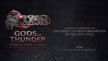SAXON - GODS of THUNDER Saxon at Civic Hall on 13 February 2027 gig poster