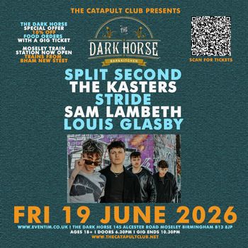 The Dark Horse THE KASTERS, LOUIS GLASBY, SAM LAMBETH, Stride, Crystal Clear at The Dark Horse on 19 June 2026 gig poster