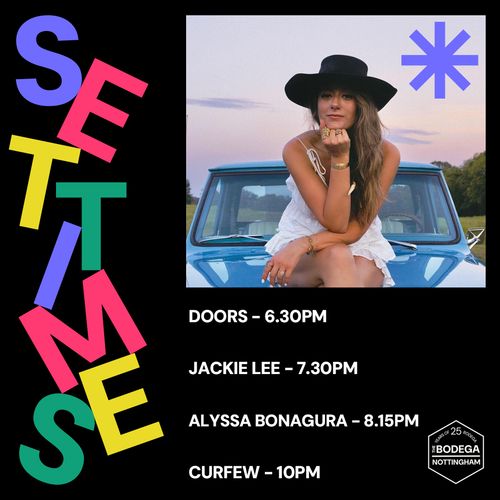 SET TIME Alyssa Bonagura, Jackie Lee at The Bodega on 19 June 2026 gig poster