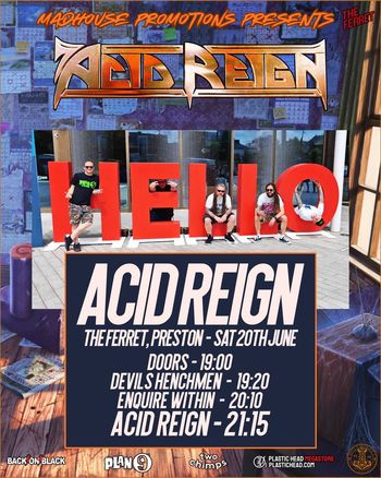 ACID REIGN Devils Henchmen, Enquire Within at The Ferret on 20 June 2026 gig poster
