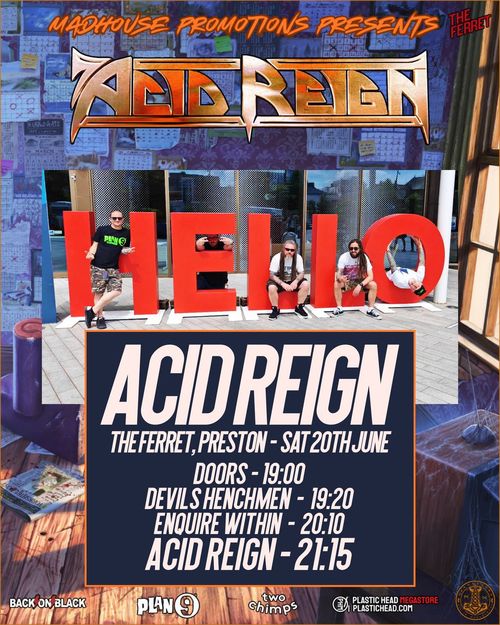 ACID REIGN Devils Henchmen, Enquire Within at The Ferret on 20 June 2026 gig poster