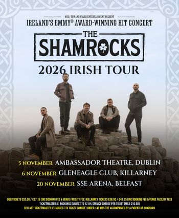 The Shamrocks 2026 Irish Tour The Shamrocks at SSE Arena on 20 November 2026 gig poster