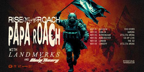 Rise of the Roach - Papa Roach with Landmvrks and Sleep Theory LANDMVRKS, Papa Roach, Sleep Theory november 2026 tour poster