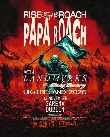 RISE OF THE ROACH - PAPA ROACH LANDMVRKS, Papa Roach, Sleep Theory at 3ARENA on 3 November 2026 gig poster