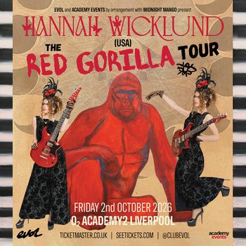 HANNAH WICKLUND (USA) THE RED GORILLA TOUR Hannah Wicklund at O2 Academy2 Liverpool on 2 October 2026 gig poster