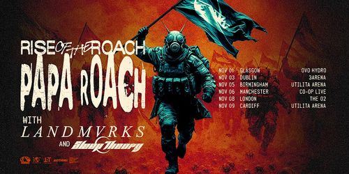 Rise of the Roach - Papa Roach LANDMVRKS, Papa Roach, Sleep Theory november 2024 tour poster