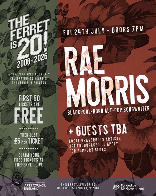 Rae Morris at The Ferret on 24 July 2026 gig poster