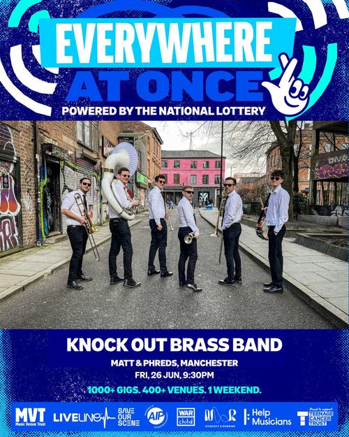 KNOCK OUT BRASS BAND at MATT & PHREDS on 26 June 2026 gig poster