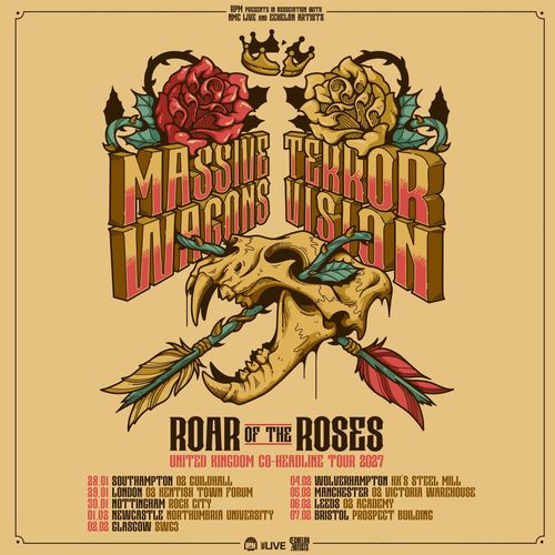 Massive Wagons Terrorvision Roar of the Roses United Kingdom Co-Headline Tour 2027 Terror Vision, Massive Wagons january 2027 to february 2027 tour poster