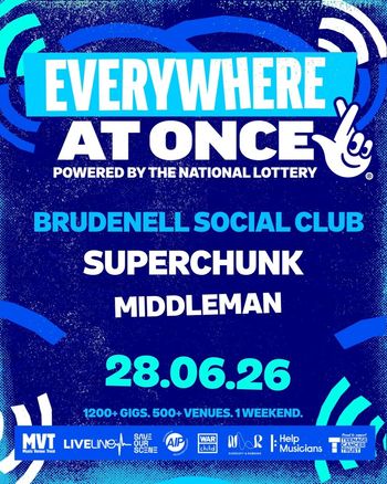 EVERYWHERE AT ONCE Superchunk, Middleman at BRUDENELL SOCIAL CLUB on 28 June 2026 gig poster