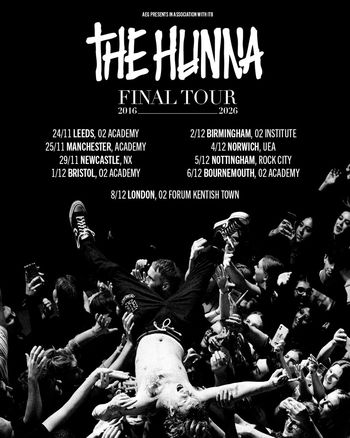 THE HUNNA FINAL TOUR 2016 - 2026 The Hunna november 2026 to december 2026 tour poster