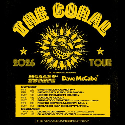 The Coral 2026 Tour Mozart Estate, The Coral, Dave McCabe october 2026 to december 2026 tour poster