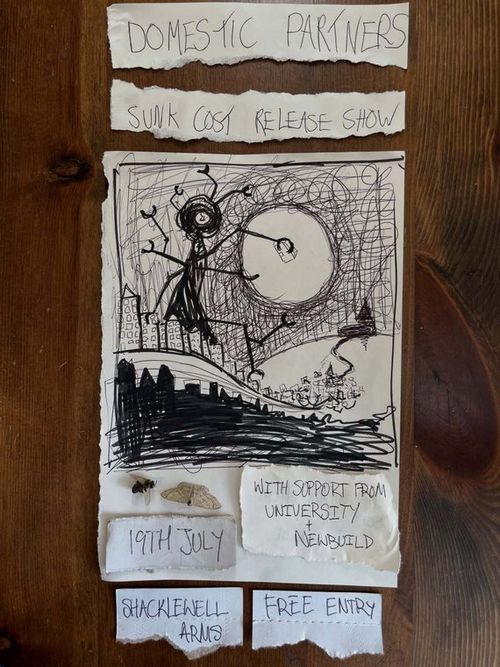 DOMESTIC PARTNERS - Sunk Cost Release Show Domestic Partners, UNIVERSITY, NEWBUILD at SHACKLENELL ARMS on 19 July 2026 gig poster