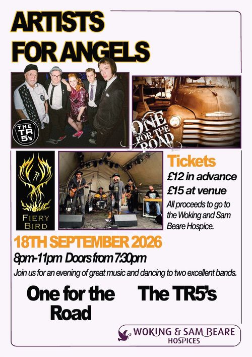 Artists for Angels The TR5's, One for the Road at Fiery Bird on 18 September 2026 gig poster