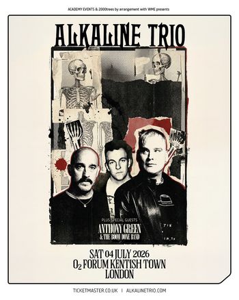ALKALINE TRIO ANTHONY GREEN & THE BOOM DONE BAND at O2 Forum Kentish Town on 4 July 2026 gig poster