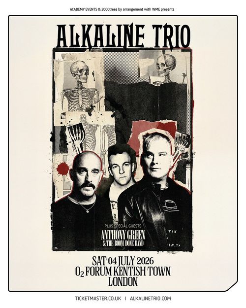 ALKALINE TRIO ANTHONY GREEN & THE BOOM DONE BAND at O2 Forum Kentish Town on 4 July 2026 gig poster